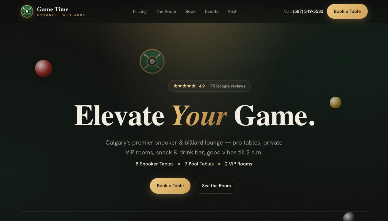 Game Time Calgary website preview