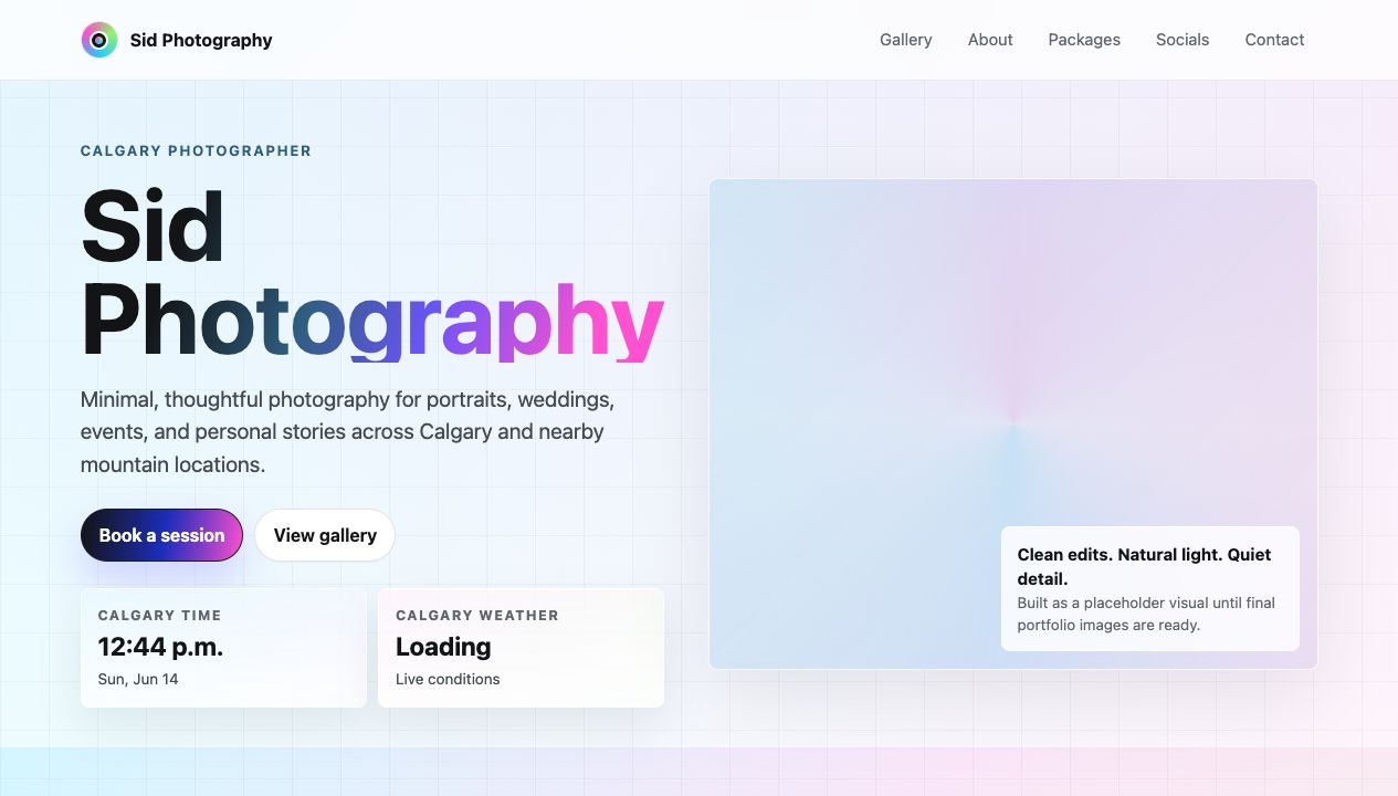 Sid Photography website preview